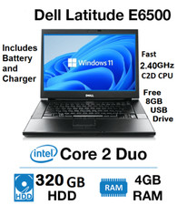Dell E6500 Laptop Fast 2.40Gz 256GB SSD 15.4" Windows11 Office WiFi DVD 16GB USB