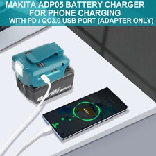 Makita ADP05 2x USB Port Phone Adapter Charger for 14.4v 18v LXT Battery BL1860