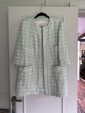 Green And Cream Round Neck, Dog Tooth Print Zara Jacket Size Large