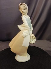 Beautiful Nao by Lladro 'Girl with Basket' Vintage Porcelain Figurine