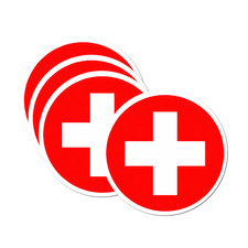 4 PACK Medical Symbol Red