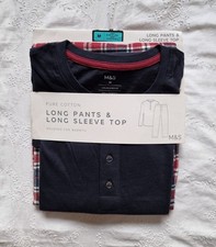 M&S MENS NAVY & RED COTTON
