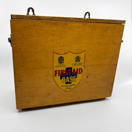 Vintage wooden first aid case - aid,