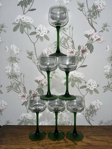 Green stem hock glasses by - green,