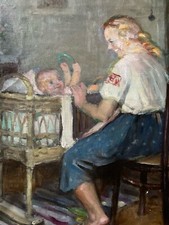 Vintage Oil Painting Mother