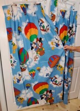 Vintage Mickey Mouse Curtains Sears 4pc Set Walt Disney Co. Drapes Tie Backs