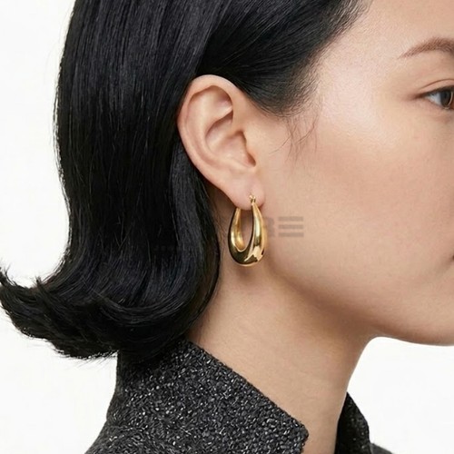 14ct gold hinged hoop - gold,