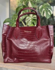 Russell And Bromley Burgundy Croc Leather Grab Hand Bag