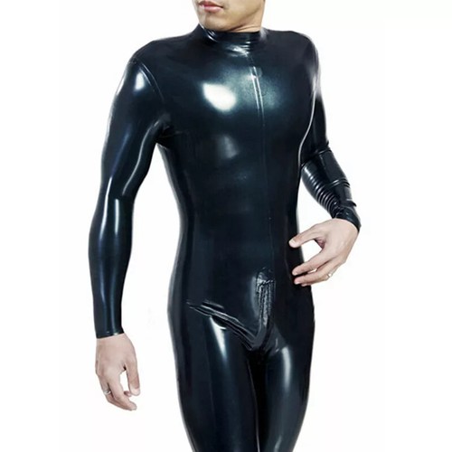 Men latex catsuit zip back - men,