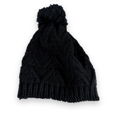 Ladies Black Knitted Winter Bobble Hat