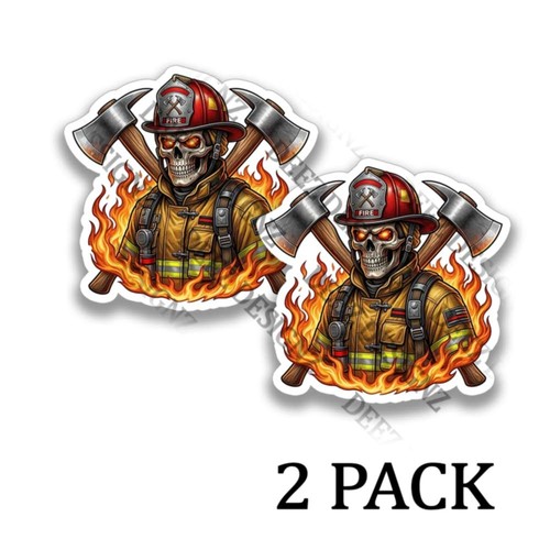 Fireman skeleton stickers - fireman,