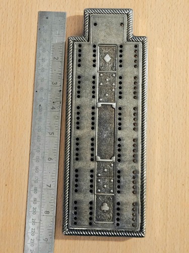 Silver plate cribbage - plate, dominoes