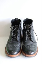Samuel Windsor Boots Men's Black Leather Wingtip Brogue Size UK 7.5