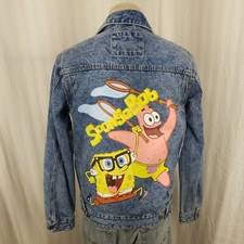 Members Only X Nickelodeon Classic SpongeBob Denim Jean 4 Pocket Jacket Medium