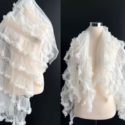 Wrinkles lace fabric off white - fabric, off-white