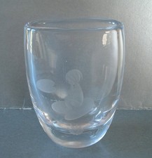 Vintage Kosta Boda Clear Glass Vase - etched Young Girl on Lily Pad - 2370