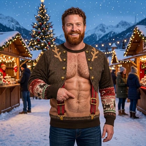 Funny christmas sweater hairy - christmas, sweater,