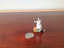 Vintage Porcelain Ceramic Dog Figurine Ornament. Japan. Terrier playing drum