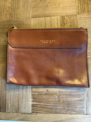 Conker brown leather clutch - leather,
