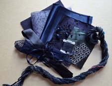 Embroidery Pack DARK BLUE: Fabrics/Beads & Sequins/Threads & Yarns/Ribbon