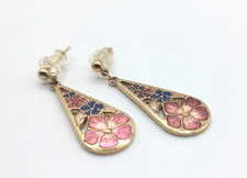 Cloisonne Floral Earrings 22ct