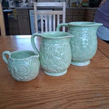 3 x Vintage Falcon Ware Graduated Pottery Jug/Pitcher Set