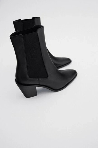 Zara leather heeled cowboy - heeled,