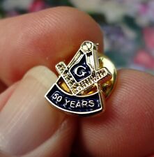 Formal Pre-Owned Small 50 years Freemason Mason lapel pin badge Square Compass