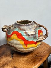 Large Colourful Vintage Czechoslovakian Pottery Vase