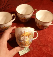 set of 4 VINTAGE RADFORDS TEA CUPS- A SUMERSET COTTAGE - ENGLAND
