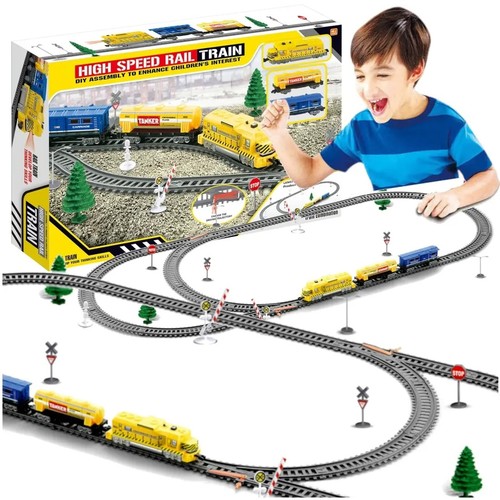 Electric toy railway train set - toy,