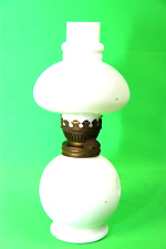 VINTAGE MILK GLASS MINI OIL LAMP 19CM TALL ,RETRO LIGHT