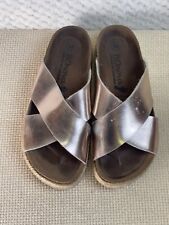 Bonova Cross over slip on sandal Slider EUR 38 UK5 Rose Gold Platform Scuffed