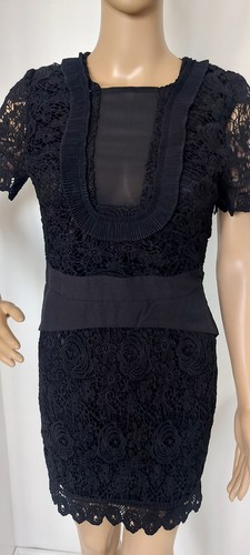 Black crochet lined bodycon - black,