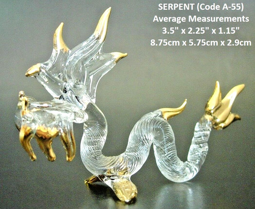 Glass serpent handmade - serpent, etched