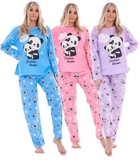 Ladies Pyjama Set Panda Teddy Printed Long Sleeve loungewear Nightwear