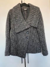 grey kaliko virgin woolen short warm coat collared asymmetric