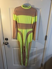 Neon Mesh Panel Jumpsuit Small