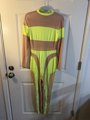 Neon mesh panel jumpsuit small - mesh,