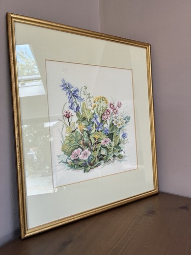 Vintage framed floral cross - vintage,
