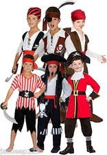 Pirate Boys Fancy Dress Costumes Childrens Kids Book Week Halloween Ages 3-13   