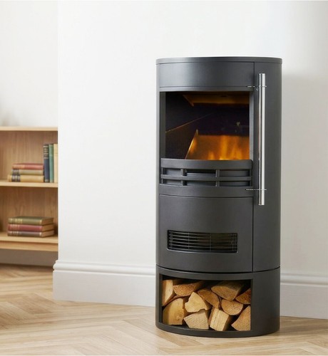 Black electric cylinder stove - black,
