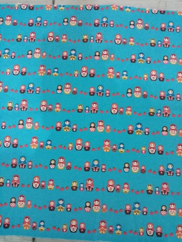 Pale blue russian doll pattern - blue,