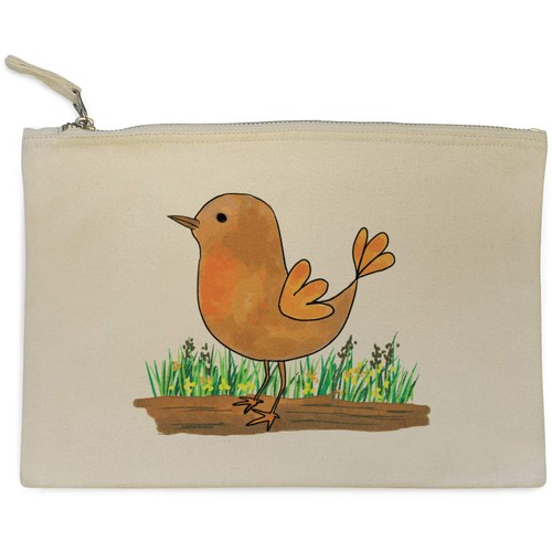Little brown bird canvas zip - brown,