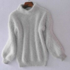 Lady Faux Mohair Fur Sweater