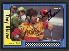 Tony Glover #64 signed autograph auto 1991 Maxx NASCAR Racing Trading Card