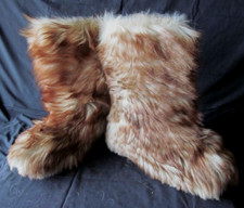 Vintage 70s Montreve  Made in Italy Real Goat Fur Yeti Ski Rave Boots EU 37  38