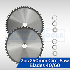 250Mm Circular Saw Blades 2Pc Tungsten Carbide Tipped Hardwood Wood Cutting Cut