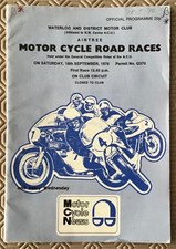 AINTREE 18 Sep 1976 WATERLOO & DISTRICT MC Motor Cycle Road Races Programme