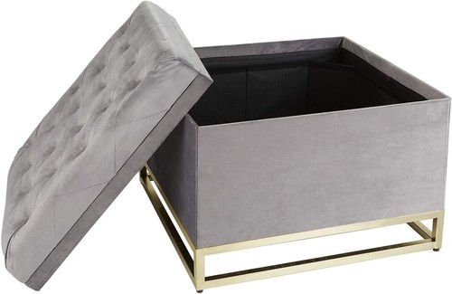 Velvet storage ottoman - velvet,